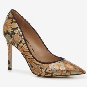 Sam Edelman Floral Patterned Heels - Gold and Black